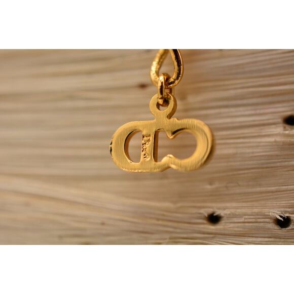 Christian Dior Vintage Logo CD Bow Necklace Collar Charm Gold Chain Signed Bin5 - Picture 11 of 12